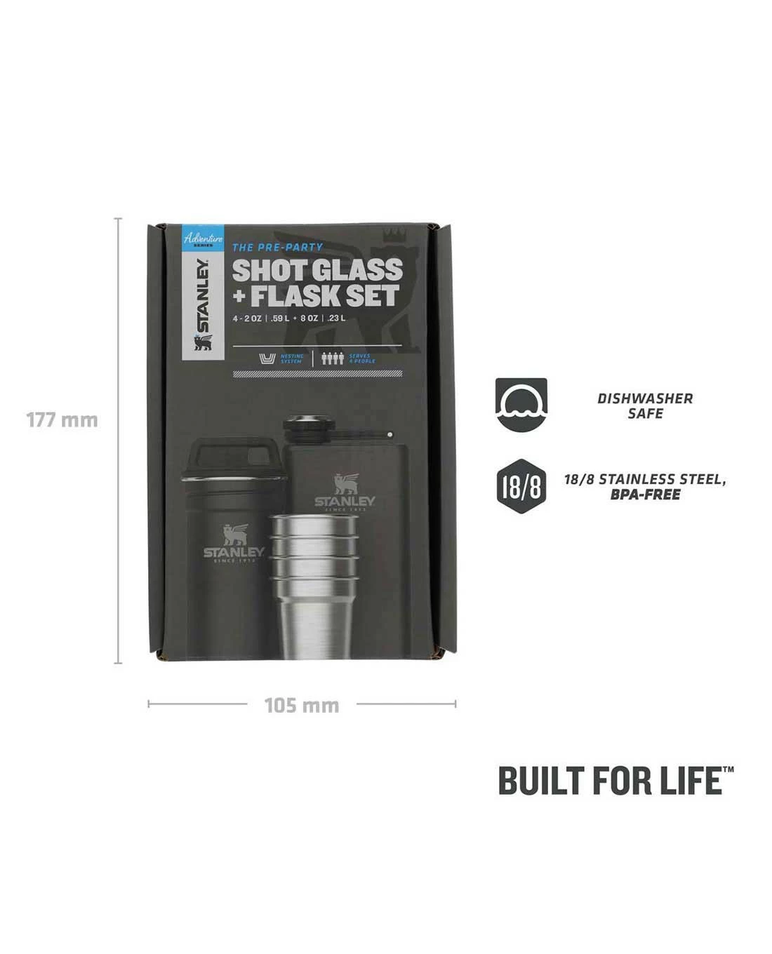 Stanley Adventure Shot Glass & Flask Gift Set 236ml Matt Schwarz 4 Stanley Adventure Shot Glass & Flask Gift Set 236ml Matt Schwarz – Bild 2