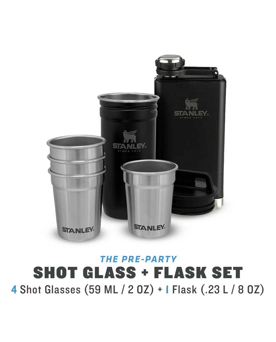 Stanley Adventure Shot Glass & Flask Gift Set 236ml Matt Schwarz 5 Stanley Adventure Shot Glass & Flask Gift Set 236ml Matt Schwarz – Bild 3