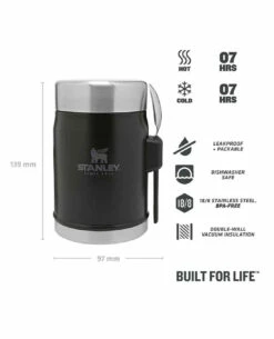 Stanley Classic Food Jar + Spork 0.4l Matt Schwarz -Outdoor Ausrüstung Verkaufs-Shop stanley classic food jar spork 04l matt schwarz 673701 3