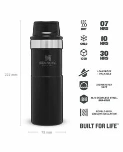 Stanley Classic Trigger-Action Travel Mug 0.47l Matt Schwarz -Outdoor Ausrüstung Verkaufs-Shop stanley classic trigger action travel mug 047l matt schwarz 667801 3
