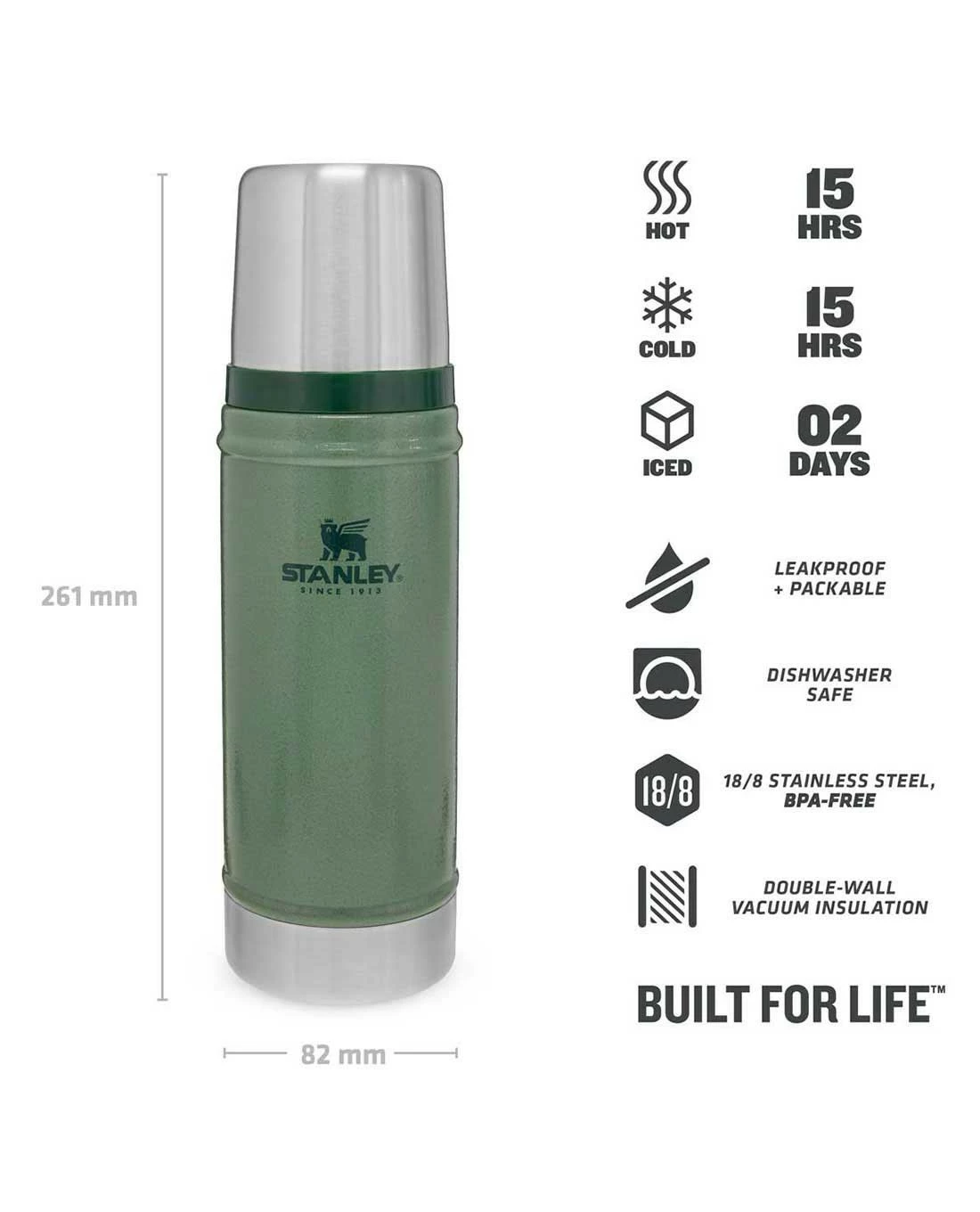 Stanley Classic Vacuum Bottle 0.47l Grün 5 Stanley Classic Vacuum Bottle 0.47l Grün – Bild 3