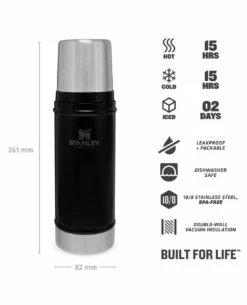 Stanley Classic Vacuum Bottle 0.47l Matt Schwarz -Outdoor Ausrüstung Verkaufs-Shop stanley classic vacuum bottle 047l matt schwarz 668501 3