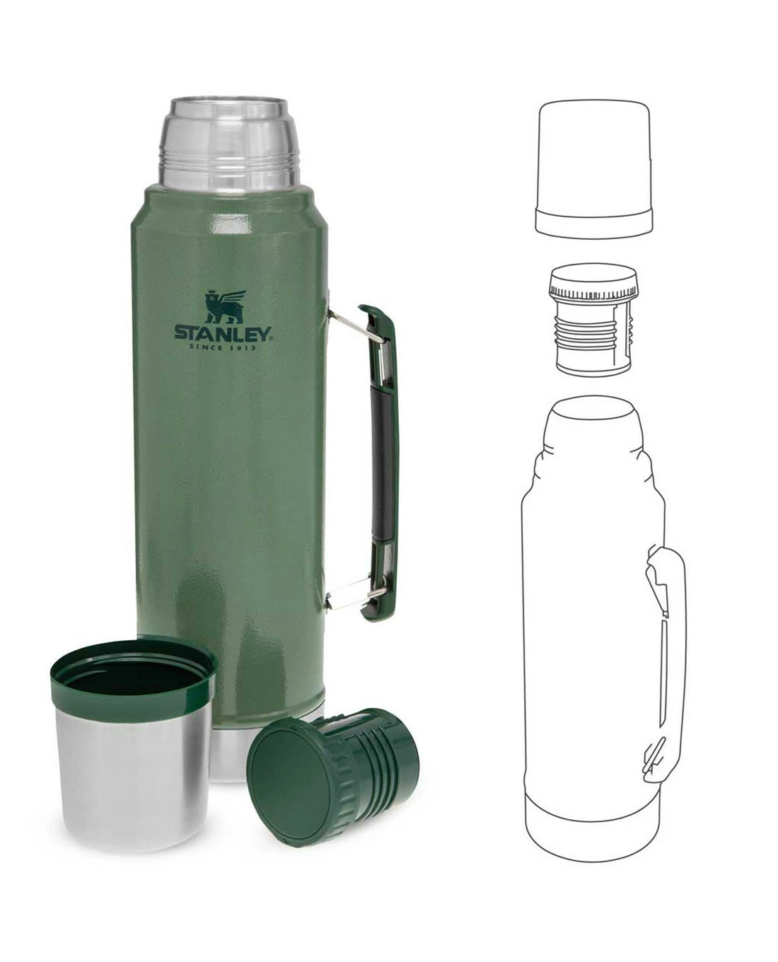 Stanley Classic Vacuum Bottle 1.0l Grün 5 Stanley Classic Vacuum Bottle 1.0l Grün – Bild 3