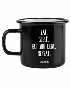 Tasse Eat Sleep Schwarz Metall